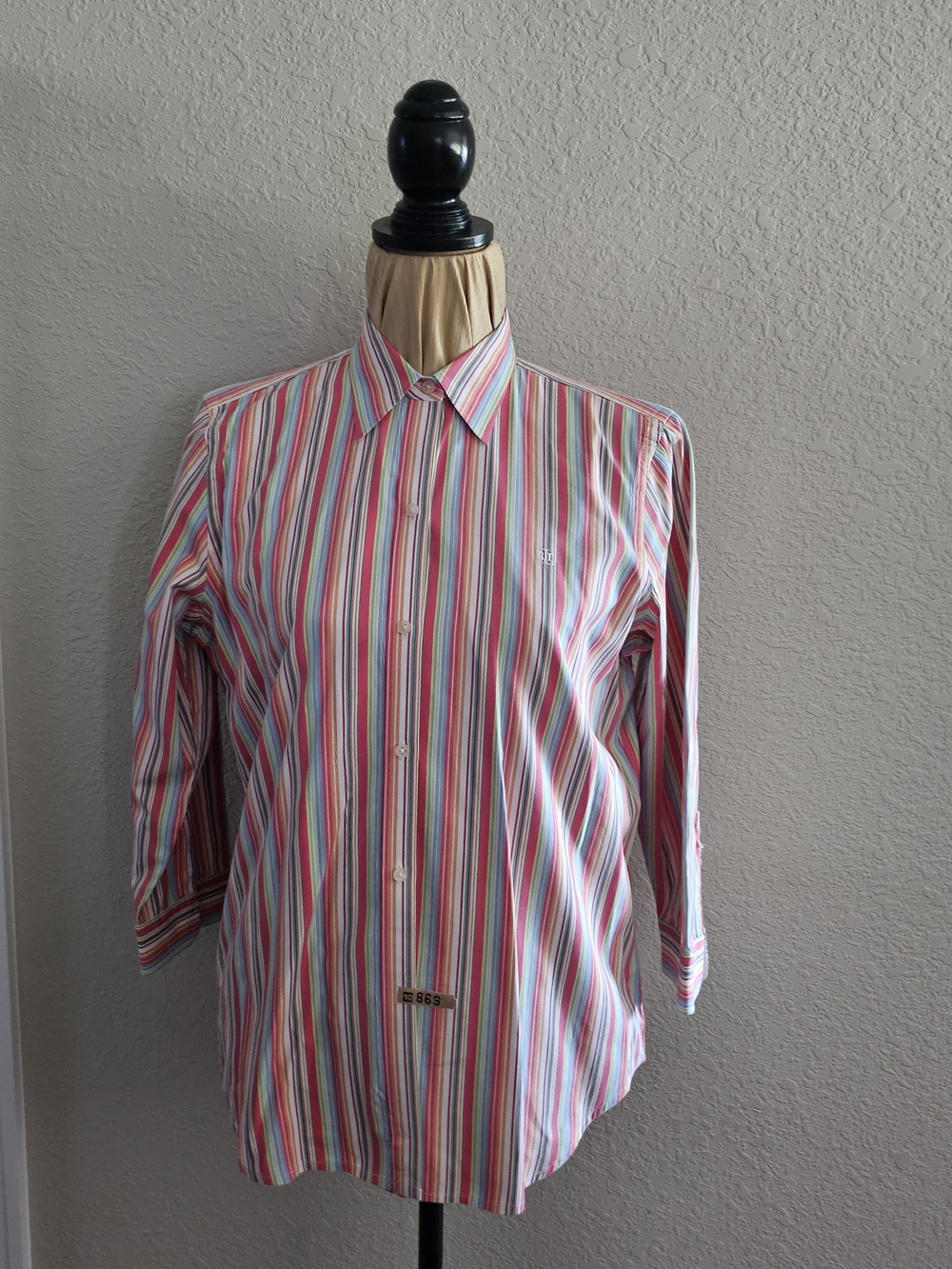 Ralph Lauren Striped Button-Down Shirt in Pink, Blue & Green